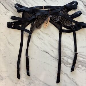 Victoria's Secret Black Strappy Lace Garter Belt
